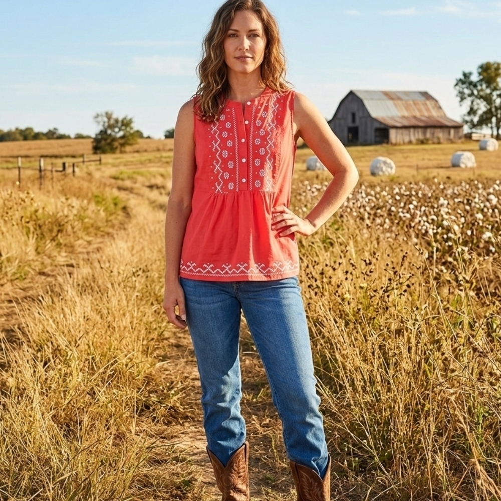❗️NWOT Wrangler Hot Pink Embroidered Button-Up Tank